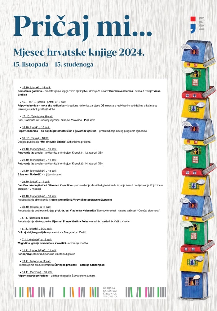 Mjesec hrvatske knjige: Knjižnica u Virovitici pripremila bogat program, posjetiteljima će predstaviti nove knjige, pričaonice i izložbe 1 mjesec knjige