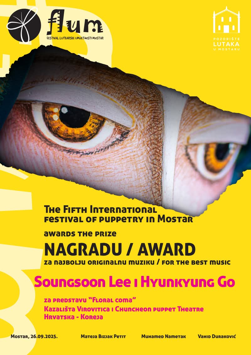 Predstava „Floral Coma” Kazališta Virovitica i korejskog Puppet Festival Chuncheon osvojila nagradu za najbolju originalnu glazbu 1 556299165 122216328032107985 728123650954910460 n