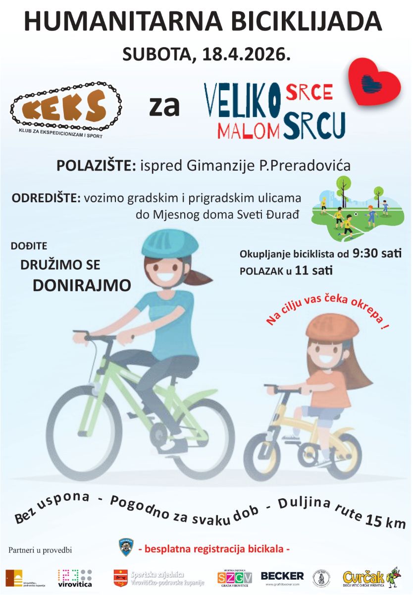 U subotu, 18. travnja, 6. humanitarna biciklijada ulicama Virovitice “Veliko srce malom srcu” 1 keks hum page 0001