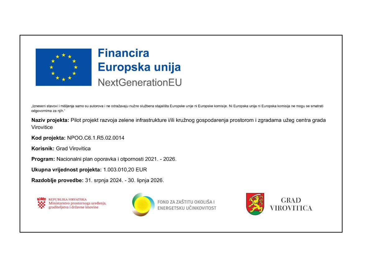Zeleniji i moderniji: Napreduju radovi na uređenju Trga dr. Franje Tuđmana u Virovitici 1 Info ploca 1